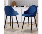 Levede 2xVelvet Swivel Bar Stools Barstools Kitchen Counter Dining Chair Blue