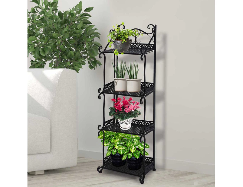 Levede Plant Stand 4 Tiers Outdoor Indoor Metal Flower Pots Rack Garden Shelf