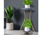 Levede Plant Stand 2 Tiers Outdoor Indoor Metal Flower Pots Rack Garden Gold