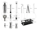 Cocktail Shaker Set Stainless Steel Bartender Kit 20pcs Martini Strainer Maker