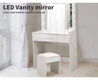 Levede Dressing Table Set Vanity Makeup Mirror Stool Desk Drawers Dresser Led Lighted