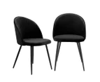 Levede 2x Dining Chairs Kitchen Cafe Lounge Chair Sofa Upholstered Velvet Black