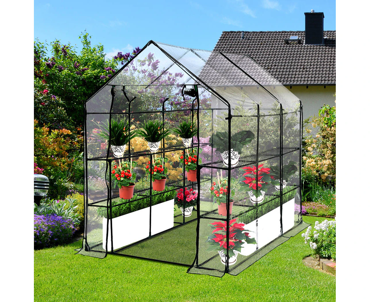 Levede 3 Tier Walk In Greenhouse Garden Shed PVC Cover Film Tunnel Green House