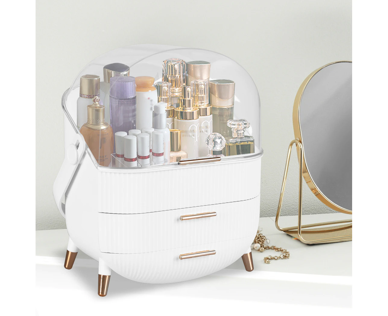 Makeup Organizer Case Drawer Portable Cosmetic Jewellery Storage Box White