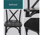 Levede 4x Dining Chairs Cross Back Kitchen Chair Natural Wood Lounge Seat Black