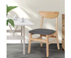 Levede 2xDining Chairs Kitchen Chair Natural Wood Linen Fabric Cafe Lounge