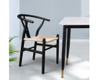 Levede 2x Dining Chairs Wooden Hans Wegner Chair Wishbone Chair Cafe Lounge Seat