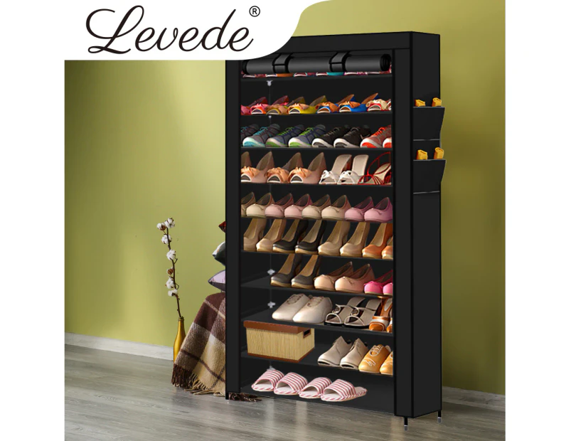 Levede 2pcs 10 Tier Shoe Rack Storage Cabinet Cube DIY Organiser Organizer Black