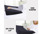 2x Cool Gel Memory Foam Bed Wedge Pillow Cushion Neck Back Support Sleep Cover - Black