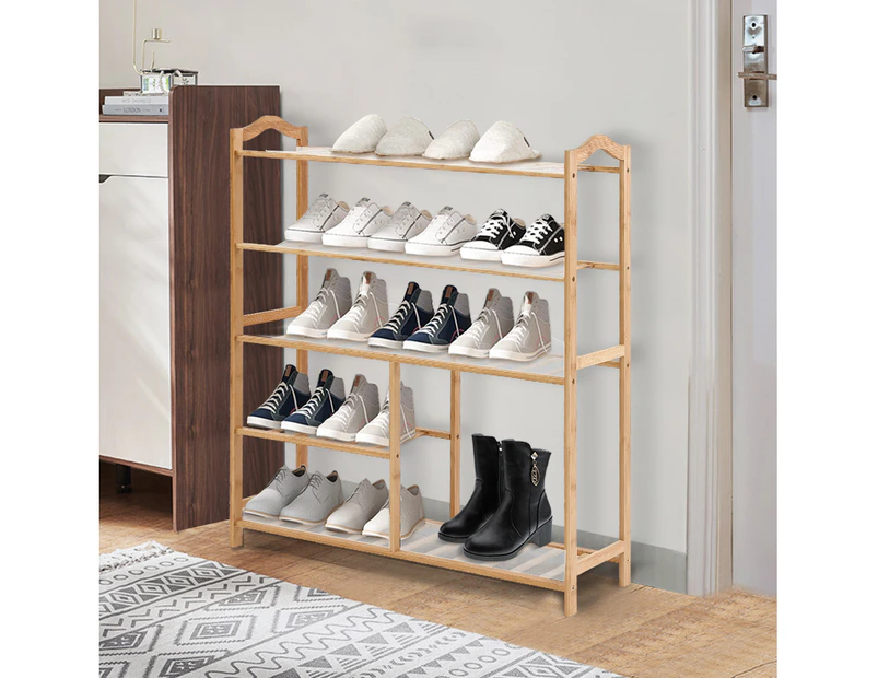 Levede Bamboo Shoe Rack Storage Wooden Organizer Shelf Stand 5 Tiers Layers 80cm - Natural
