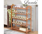 Levede 5 Tiers Bamboo Shoe Rack Storage Organizer Wooden Shelf Stand Shelves - Brown