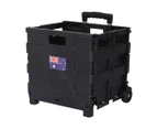 Foldable Shopping Cart Trolley Pack & Roll Folding Grocery Basket Crate Portable - Black,Purple,Silver,Red