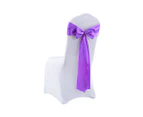 20x Multicoloured Satin Chair Sashes Covers Table Runner Fabric Decorations - Lavender