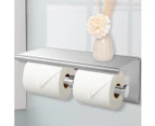 Toilet Paper Holder Double Roll Stainless Steel Hook Bathroom Rack Wall Silver