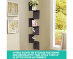 Levede 5 Tier Corner Wall Shelf Display Shelves DVD CD Storage Zig-tag Rack - Dark Brown