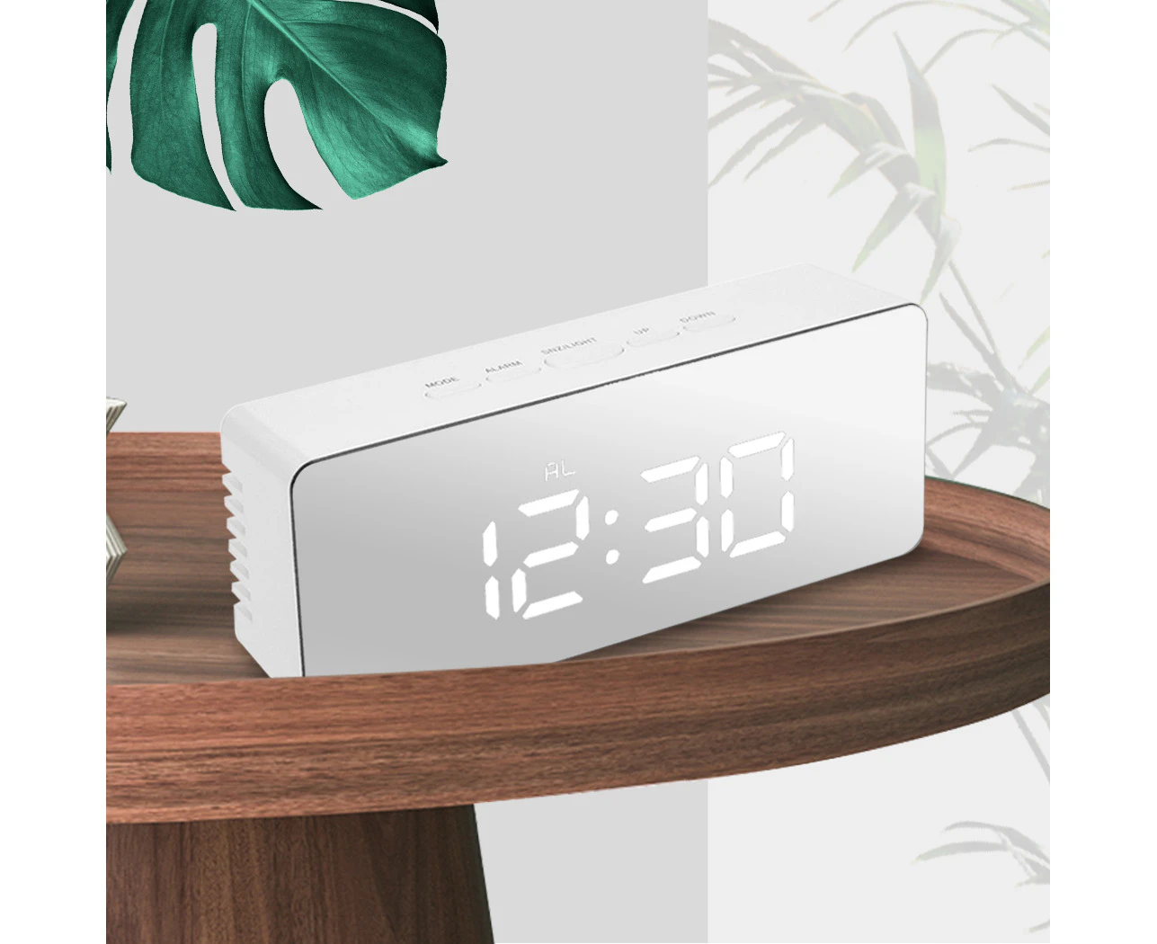 Alarm Clock Digital Led Mirror Desk Table Temperature Time Snooze USB Battery