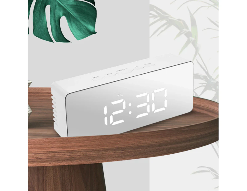 Alarm Clock Digital Led Mirror Desk Table Temperature Time Snooze USB Battery