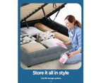 Levede Fabric Bed Frame Queen Tufted Mattress Platform Gas Lift Storage Grey - Grey,Beige