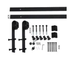 2/2.44/3/3.66/4M Antique Sliding Barn Door Hardware Track Set Track Roller Kit - Black,Silver