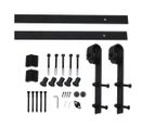 2/2.44/3/3.66/4M Antique Sliding Barn Door Hardware Track Set Track Roller Kit - Black,Silver