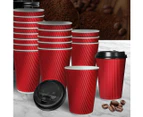 Disposable Coffee Cups 8oz 12oz 16oz Takeaway Paper Triple Wall Take Away Bulk - Black,Red