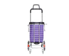 Foldable Shopping Cart Trolley Basket Luggage Grocery Portable Aluminum  w/Wheel - Black,Purple,Silver,Red