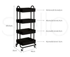Levede 4 Tiers Kitchen Trolley Cart Steel Storage Rack Shelf Organiser Black