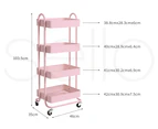 Levede 4 Tiers Kitchen Trolley Cart Steel Storage Rack Shelf Organiser Pink