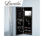 Levede Mirror Jewellery Cabinet Makeup Storage Jewelry Organiser Box Tall Black