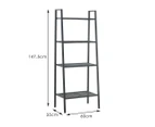 Bookshelf 4 Tier Ladder Shelf Unit  Bookcase Book Storage Display Rack Stand BK - Black