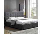 Levede Queen Bed Frame Fabric Tufted 4 Drawers Storage Wooden Mattress Dark Grey
