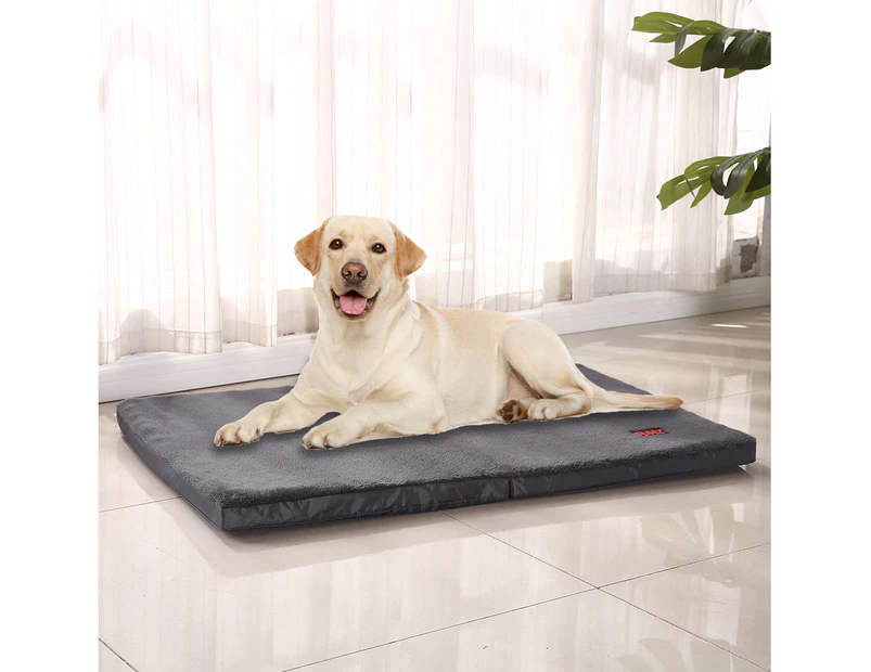 Pawz Pet Bed Foldable Dog Puppy Beds Cushion Pad Pads Soft Plush Cat Pillow L - Grey