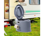 6L Camping Toilet Outdoor Portable Potty Caravan Travel Boating Bucket Brush - Grey