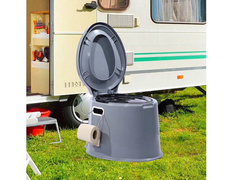 6L Camping Toilet Outdoor Portable Potty Caravan Travel Boating Bucket Brush