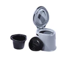 6L Camping Toilet Outdoor Portable Potty Caravan Travel Boating Bucket Brush - Grey