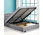 Levede� Queen Bed Frame Fabric Tufted Mattress Platform Gas Lift Storage Grey