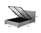 Levede� Queen Bed Frame Fabric Tufted Mattress Platform Gas Lift Storage Grey