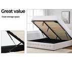 Levede Fabric Bed Frame Queen Tufted Mattress Platform Gas Lift Storage Beige - Fabric-Beige