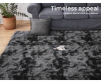 Marlow Floor Shaggy Rugs Soft Large Carpet Area Tie-dyed Black Colour 120x160cm