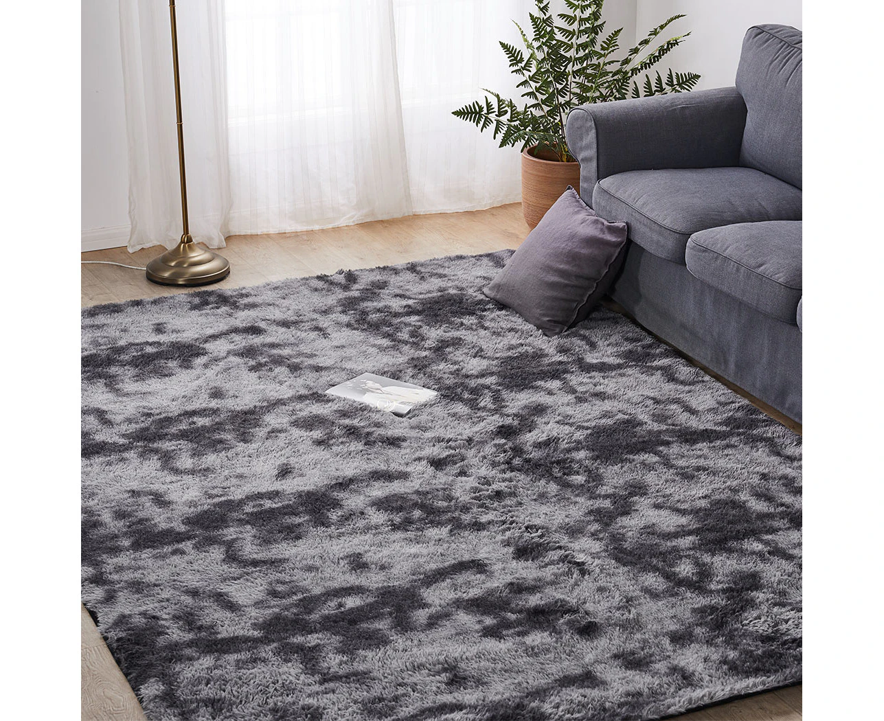 Marlow Floor Rugs Shaggy Soft Large Carpet Area Tie-dyed Midnight City 160x230