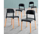 La Bella 4 Set Retro Stackable Dining Cafe Chair Belloch Wood Leg Kitchen - Black