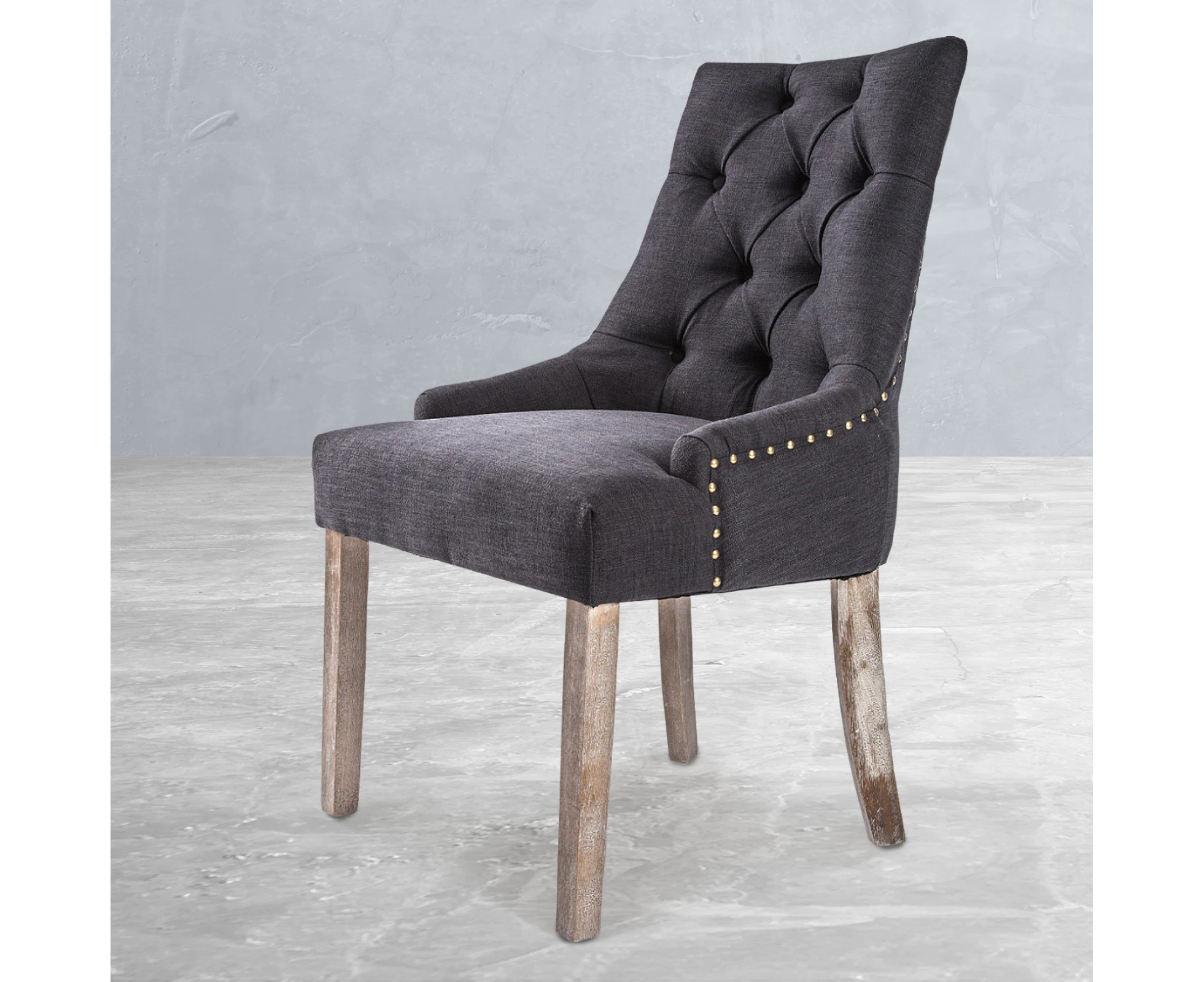 La Bella Black (Charcoal) French Provincial Dining Chair Amour Oak Leg