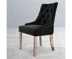 La Bella French Provincial Dining Chair Amour Oak Fabric Studs Retro - Dark Black
