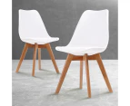 2 Pcs Padded Seat Dining Chair White