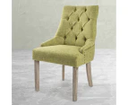 La Bella French Provincial Dining Chair Amour Oak Fabric Studs Retro - Green