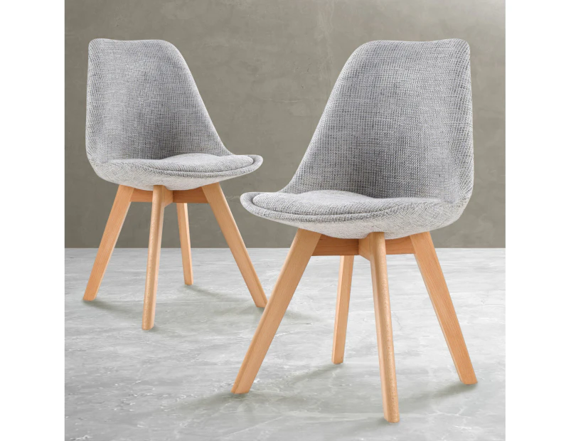 2X Retro Dining Cafe Chair Padded Seat GREY