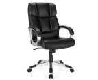 Giantex Big & Tall Office Chair Height Adjustable Leather Executive Chair High Back Computer Task Chair Ideal for Home Office Meeting Room,Black