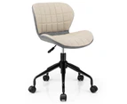 Giantex Accent Office Chair Armless Leisure Chair Computer Desk Chair PU Leather Height Adjustable Study Office,Gray