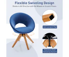 Giantex Mid Century Swivel Accent Chair Modern Fabric Armchair Velvet Vanity Desk Dining Chair Ideal for Living Room Office Bedroom,Blue