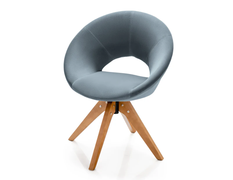 Giantex Mid Century Swivel Accent Chair Modern Fabric Armchair Velvet Vanity Desk Dining Chair Ideal for Living Room Office Bedroom,Grey